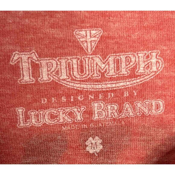 Triumph Bonneville x Lucky Brand T Shirt Medium motorcycle Red Graphic 2 sided - Picture 2 of 3